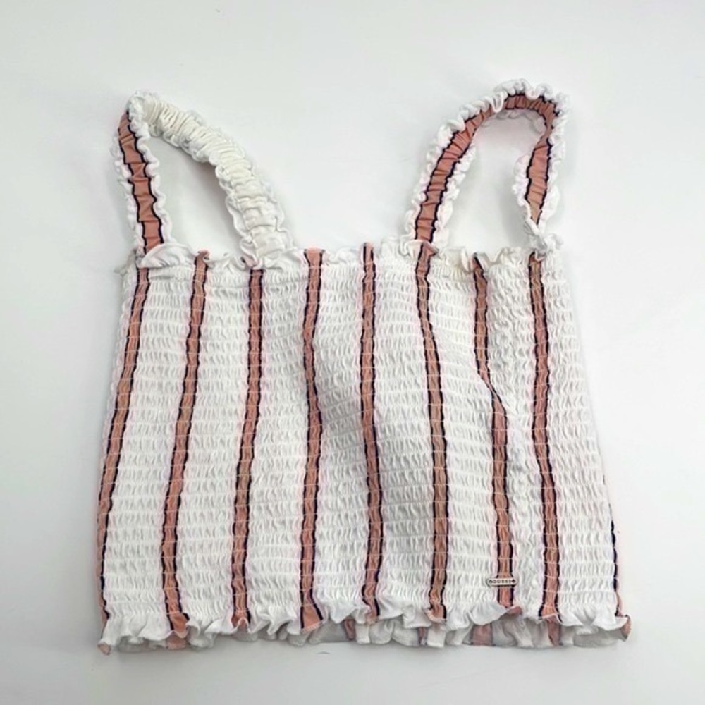 UEC Guess pink & white striped sleeveless crop top elastic smocking size XS